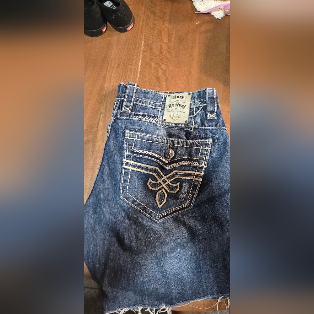 Rock Revival Dark Blue Mens Jean Shorts